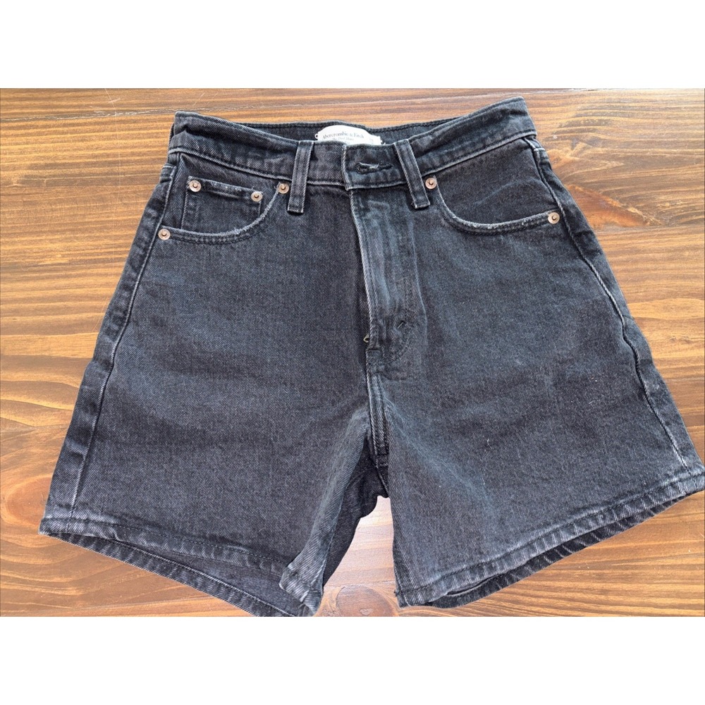 Abercrombie & Fitch The Dad Short High Rise Black Denim Women's Size 24/00
